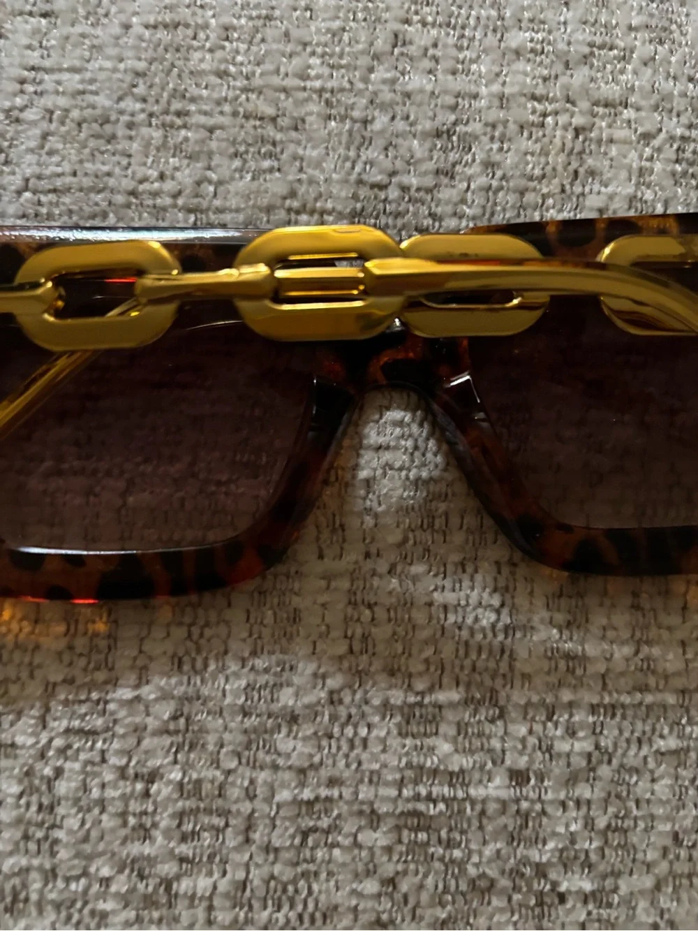 Tortoiseshell Square Sunglasses with Gold Accent - Brown